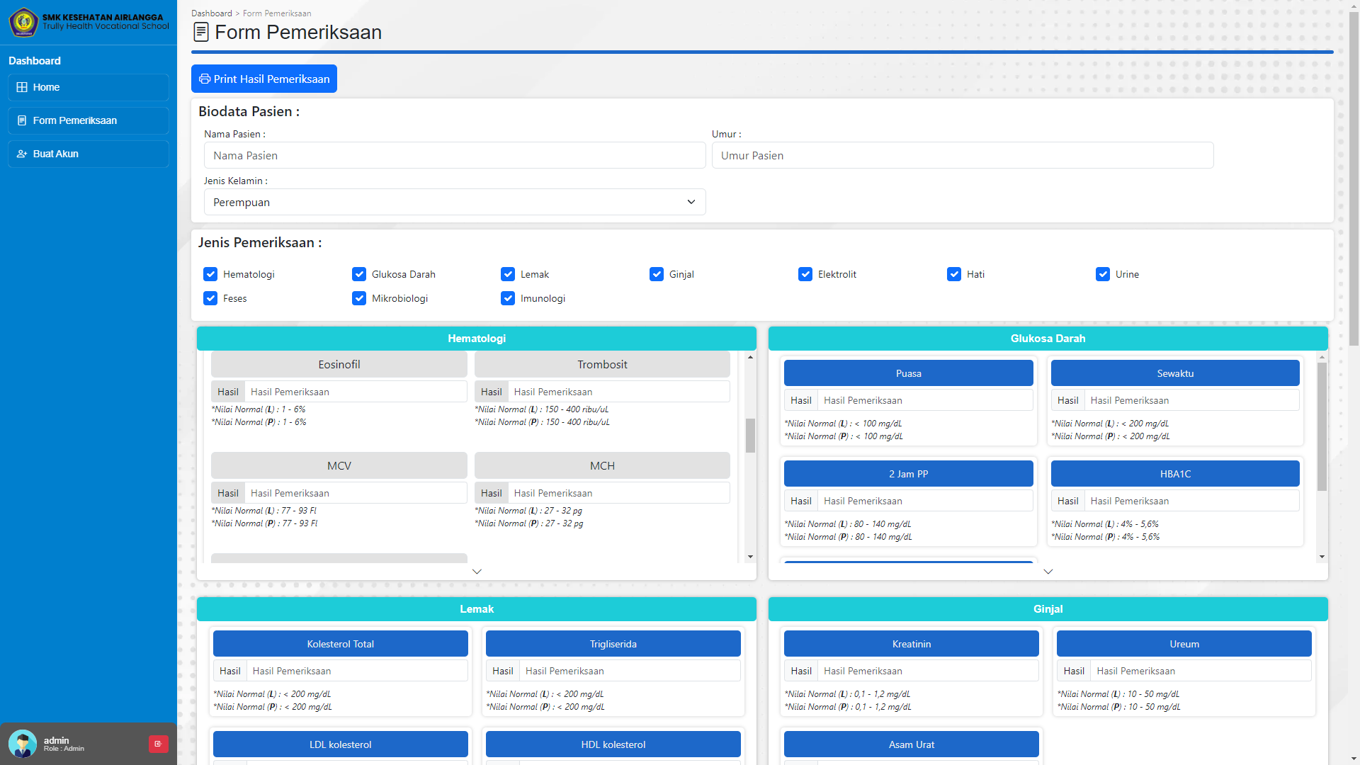 Website Pemeriksaan Laboratorium
